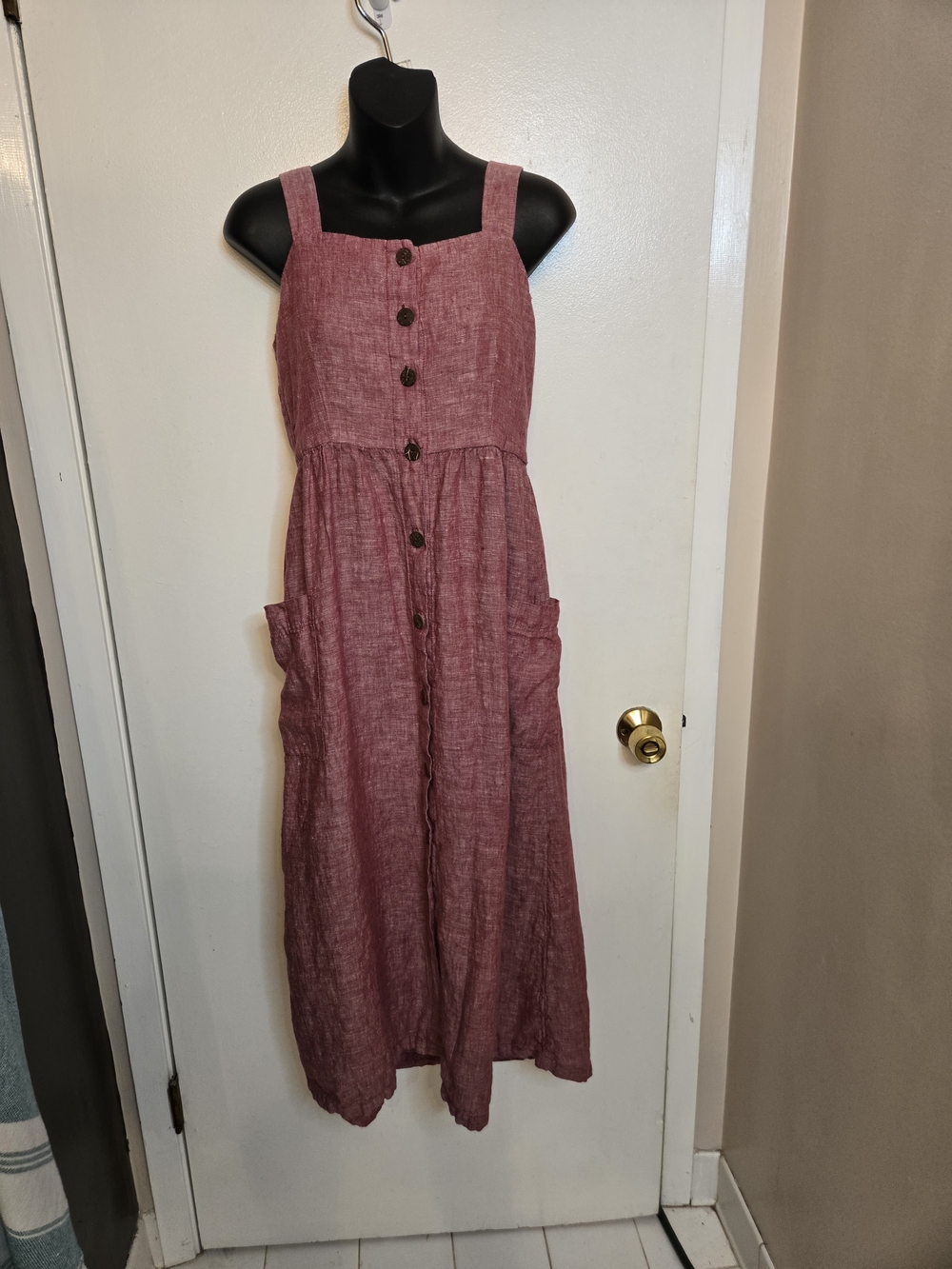 Rachel Zoe Sleeveless Button-Front Maxi Dress in Mauve 100% Linen